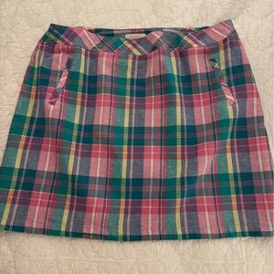 Talbots linen blend plaid skirt Pinks & greens. Size 20W